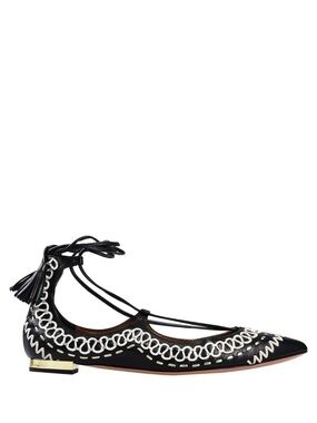Aquazzura Black Toe Tassle Flats
